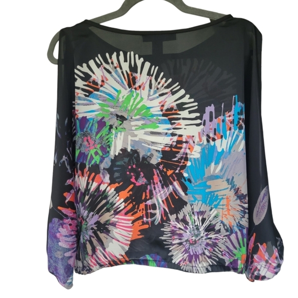 BCBGMaxAzria XS Suzie Black Split Sleeve Dolman Blouse Top - Picture 2 of 10